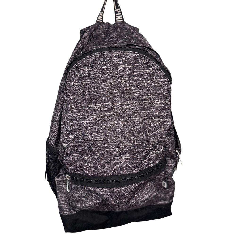 SALE Victorias Secret PINK Gray Backpack Logo Strap Large Book Bag Laptop Bag